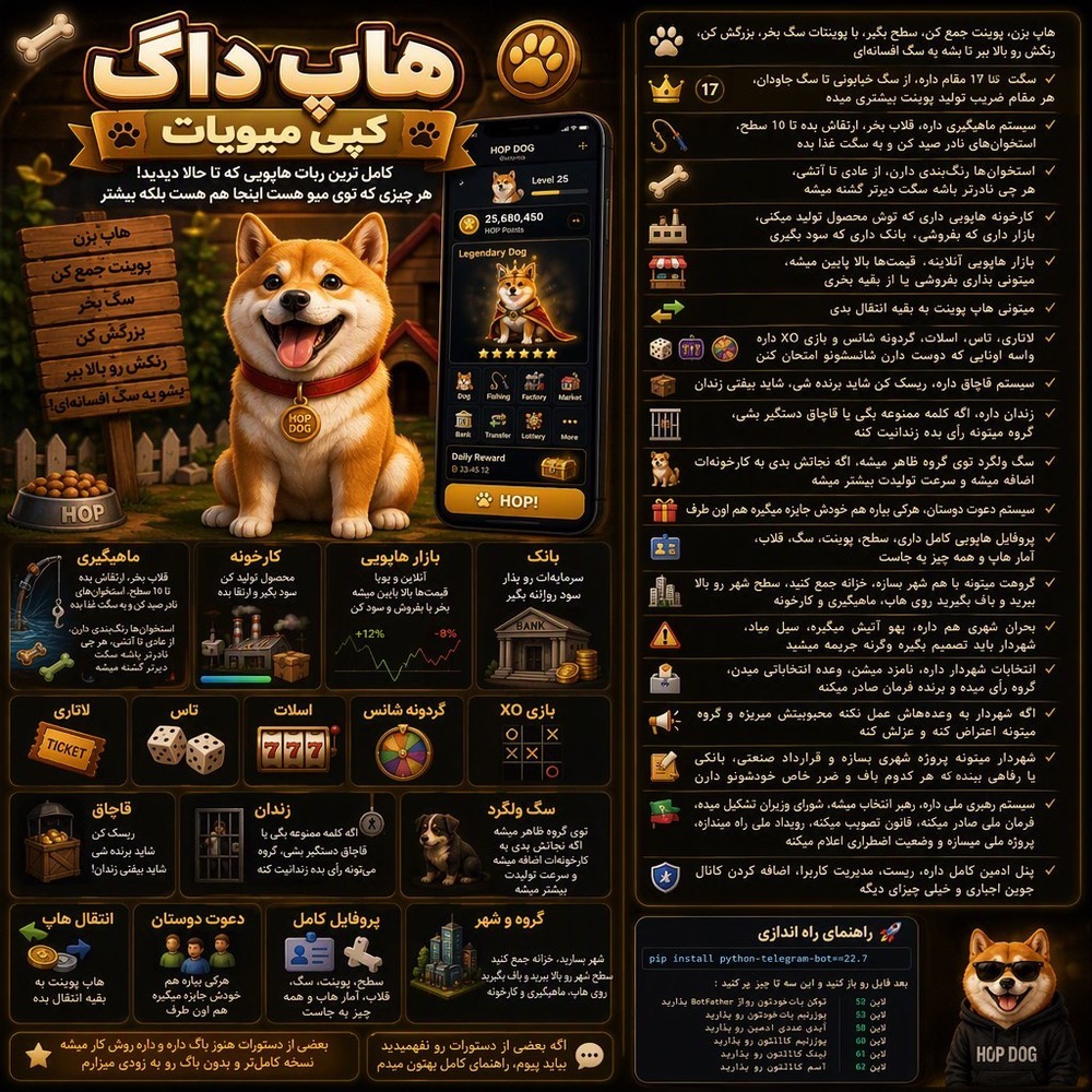 🐶 هاپداگ | ربات سرگرمی و اقتصاد گروهی تلگرام